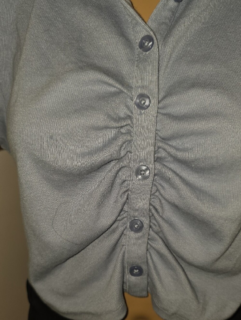 Aeropostale Light Blue Cropped Button-Front Polo - Picture 3 of 7